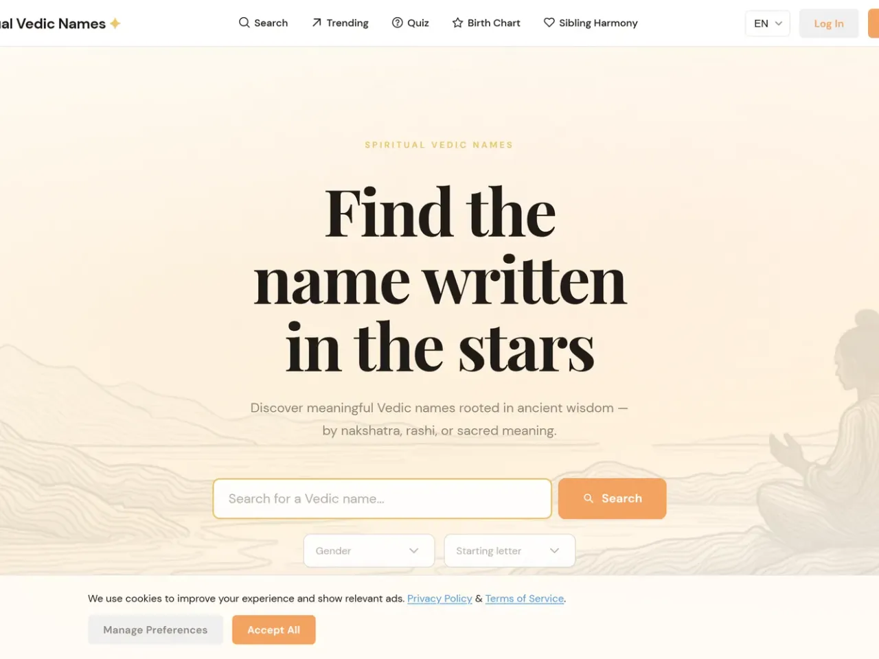 Spiritual Vedic Names: Find the name written in the stars
